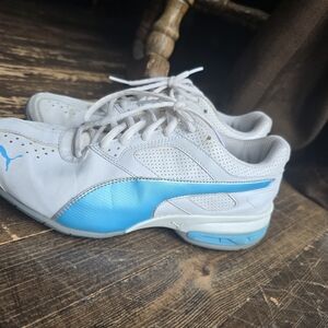 Puma White and Blue Sport Sneakers